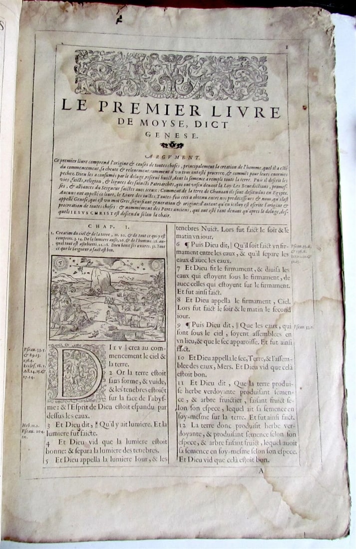 1585 LEUVEN BIBLE illustrated MASSIVE FOLIO antique in FRENCH La Saincte Bible - 12