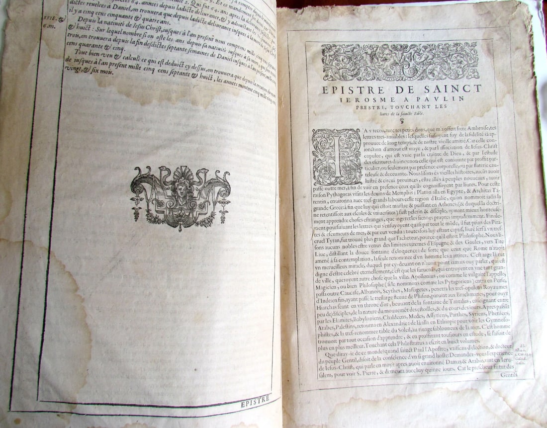 1585 LEUVEN BIBLE illustrated MASSIVE FOLIO antique in FRENCH La Saincte Bible - 13