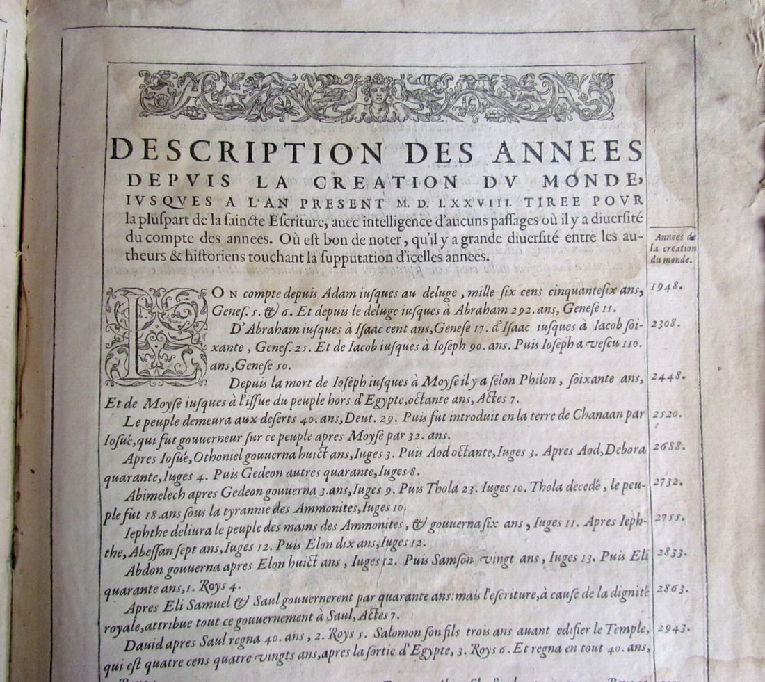 1585 LEUVEN BIBLE illustrated MASSIVE FOLIO antique in FRENCH La Saincte Bible - 14