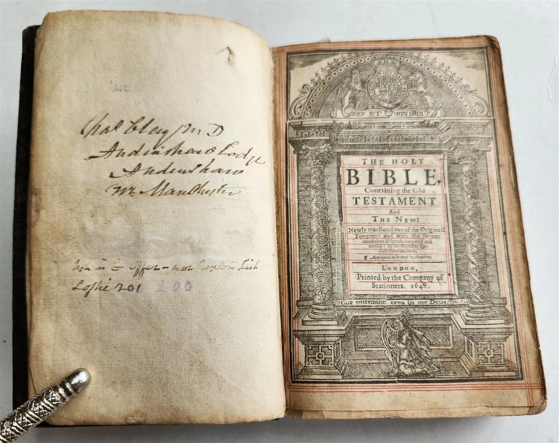 1648 BIBLE ENGLISH antique Old & New Testament London: Company of Stationers - 2