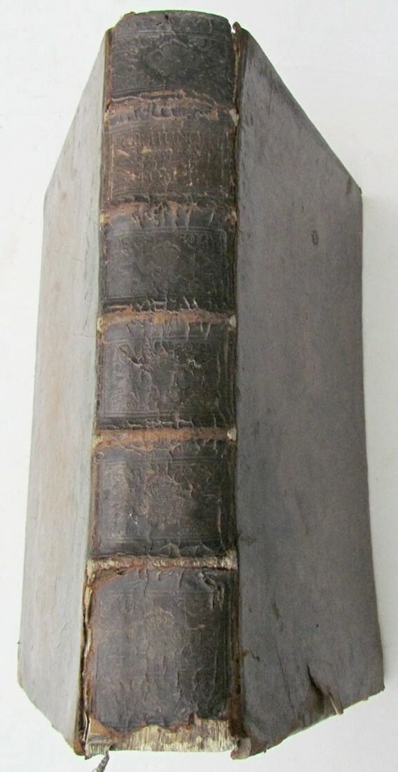 1740 ANTIQUE LEATHER BOUND FOLIO by FRANCISCO HUNOLT in GERMAN: Size 8.5 by 13" Good condition. Binding with wear, firmly attached Refund Policy: We will issue a FULL REFUND, 100% money back if you are not satisfied with your purchase. Items must be returned to