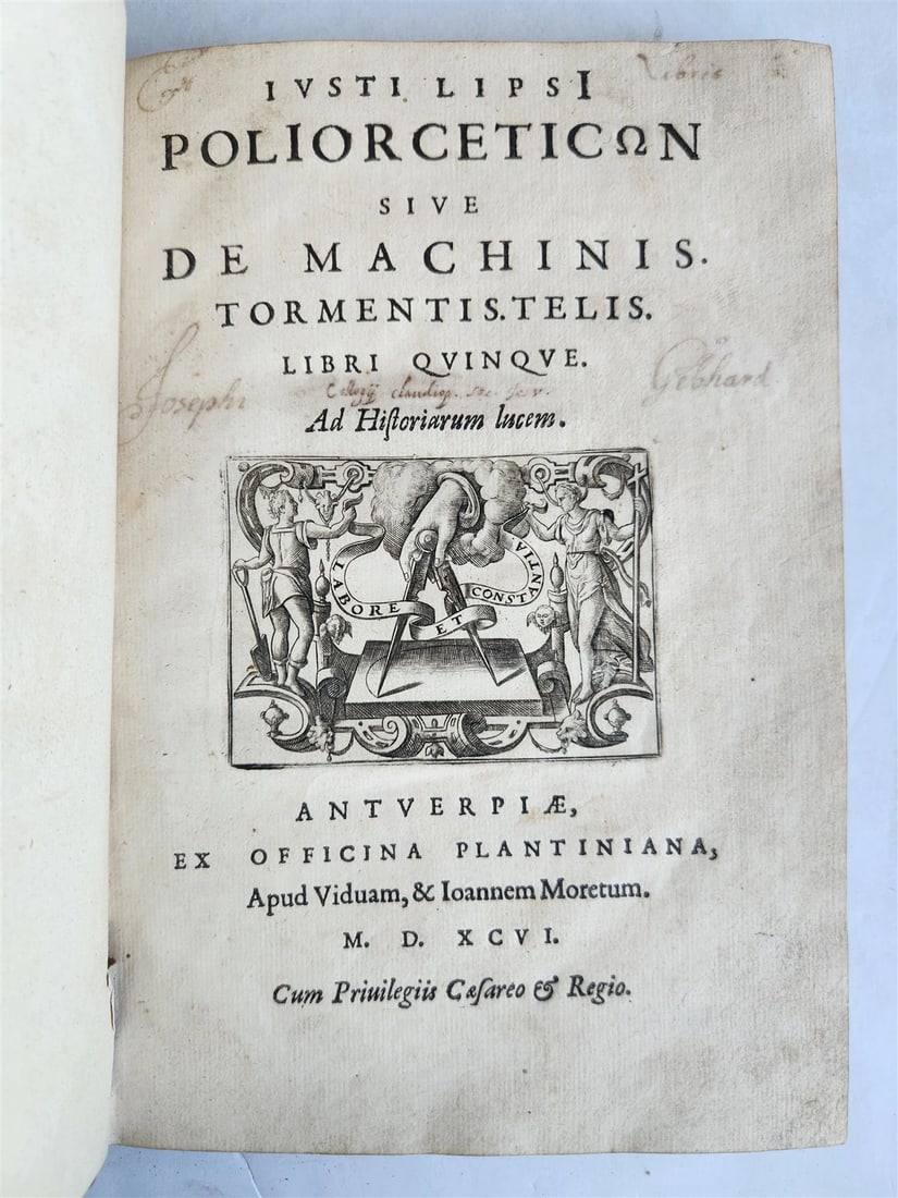 1596 WAR MACHINES of ANCIENT ROME LIPSIUS TREATISE antique ILLUSTRATED Plantin (1 of 20)