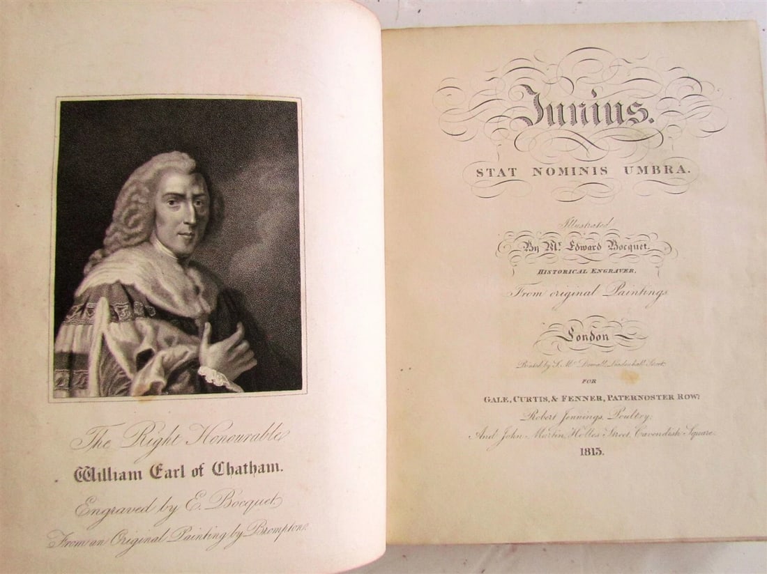 1813 JUNIUS STAT NOMINIS UMBRA antique ILLUSTRATED - 2