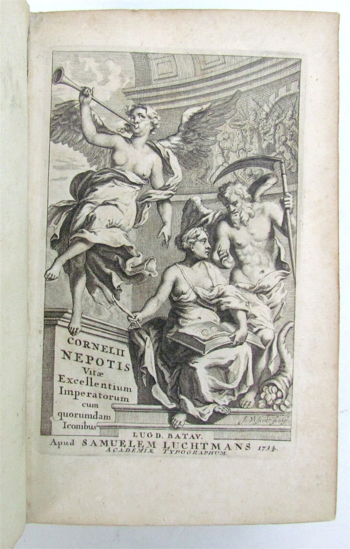 1734 ROMAN HISTORY ARMORIAL BINDING ILLUSTRATED antique LIVES of EMPERORS NEPOS - 4