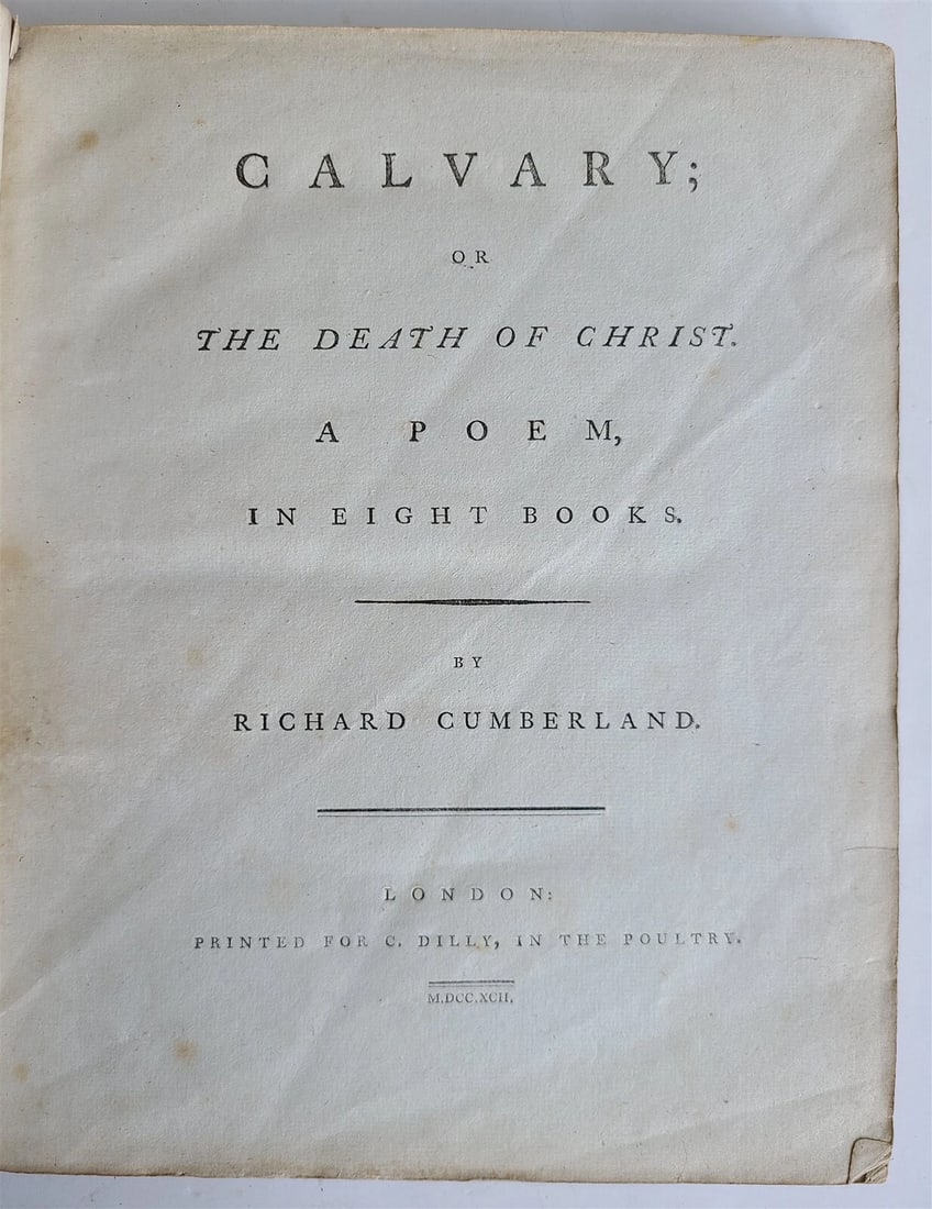 1792 Calvary Or The Death of Christ in ENGLISH antique POETRY - 3