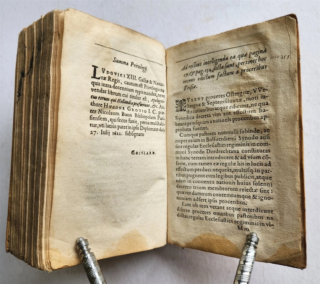 1622 APOLOGETICUS EORUM QVI HOLLANDIAE by Hugone Grotio antique VELLUM BINDING - 10