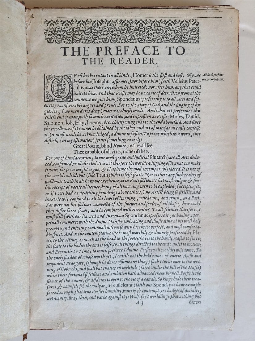 1611 ILLIADS of HOMER by GEORGE CHAPMAN antique 1st ENGLISH EDITION SCARCE - 2