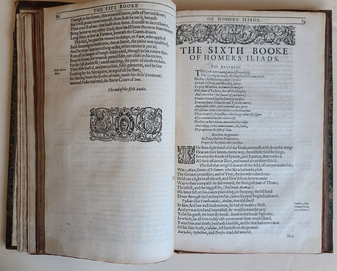 1611 ILLIADS of HOMER by GEORGE CHAPMAN antique 1st ENGLISH EDITION SCARCE - 7