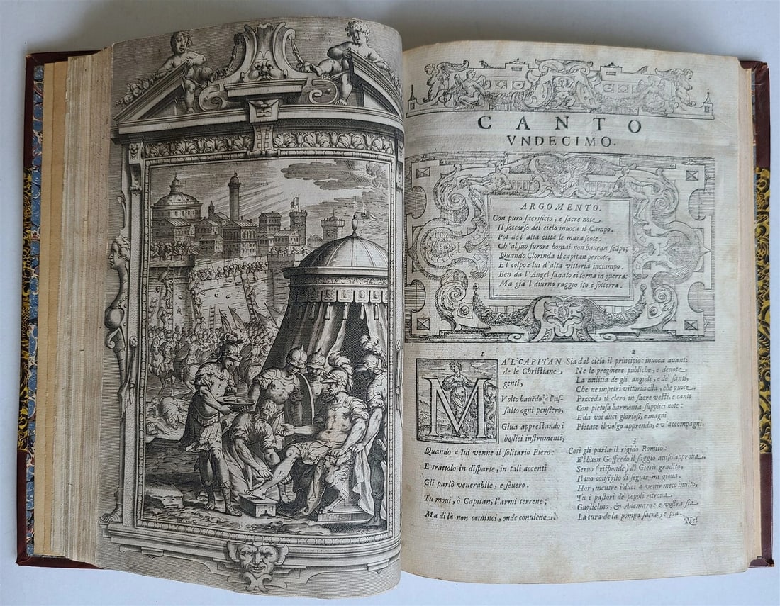 1617 TORQUATO TASSO La Gerusalemme liberata AMAZINGLY ILLUSTRATED antique FOLIO - 12