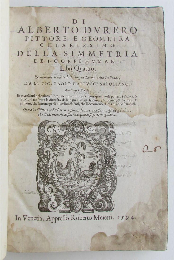 1594 ALBRECHT DURER FULLY ILLUSTRATED antique RARE Di Alberto Durero pittore - 2