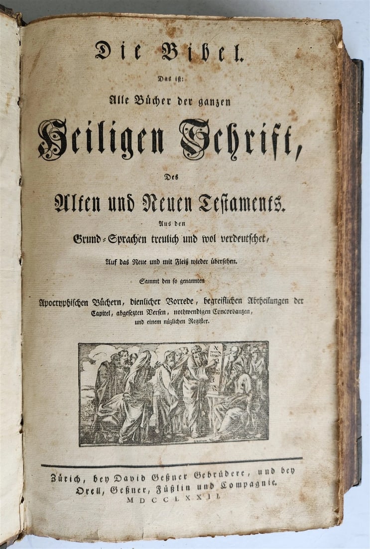 1772 BIBLE in GERMAN SWISS Zurich antique FOLIO w/ BRASS FITTINGS - 5