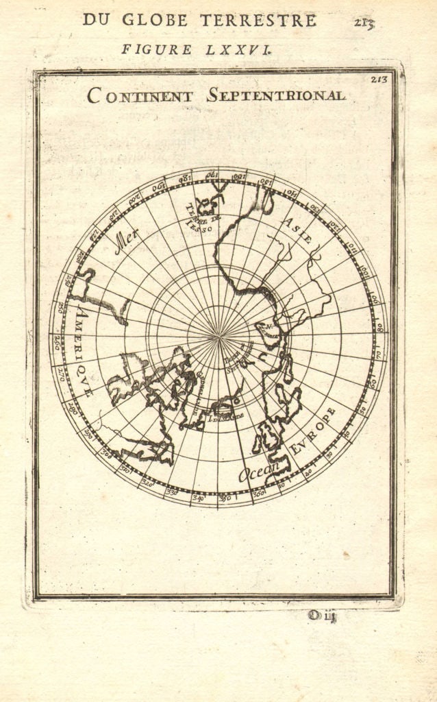 NORTHERN CONTINENT. Arctic. 'Continent Septentrional'. MALLET 1683 old map: Title: NORTHERN CONTINENT. Arctic. 'Continent Septentrional'. MALLET 1683 old map Description: Continent Septentrional' (Du Globe Terrestre). North Polar region. Iceland, Greenland, Spitzbergen &
