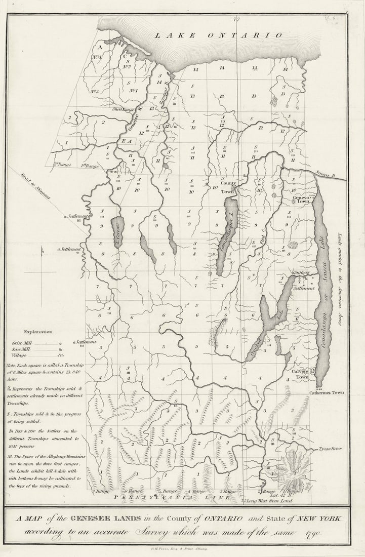 A Map of the Genesee Lands in the… State of New York. Finger Lakes 1790 (1849): Title: A Map of the Genesee Lands in the… State of New York. Finger Lakes 1790 (1849) Description: A Map of the Genesee Lands in the Country of Ontario and State of New York according to an accu