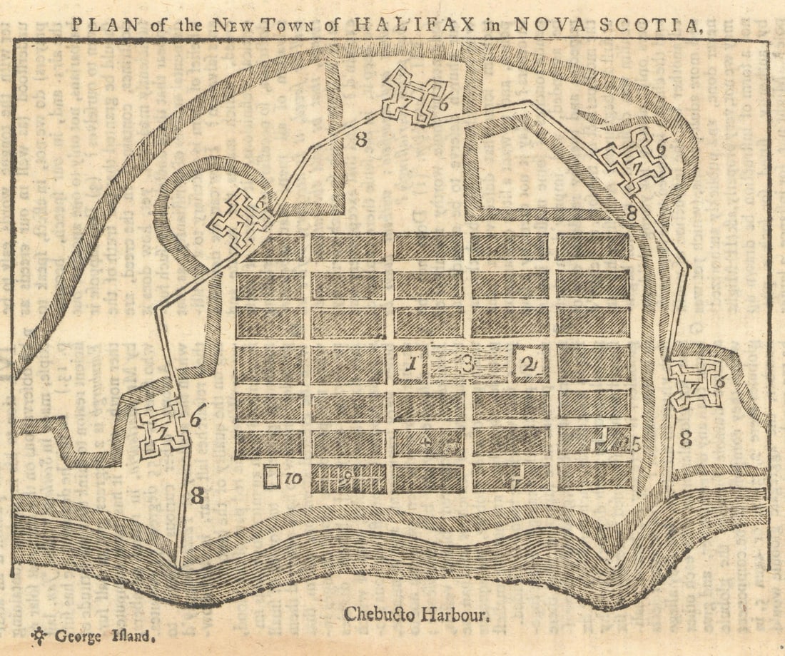 Plan of the New Town of Halifax in Nova Scotia. Gentleman's Magazine 1749 map (1 of 1)