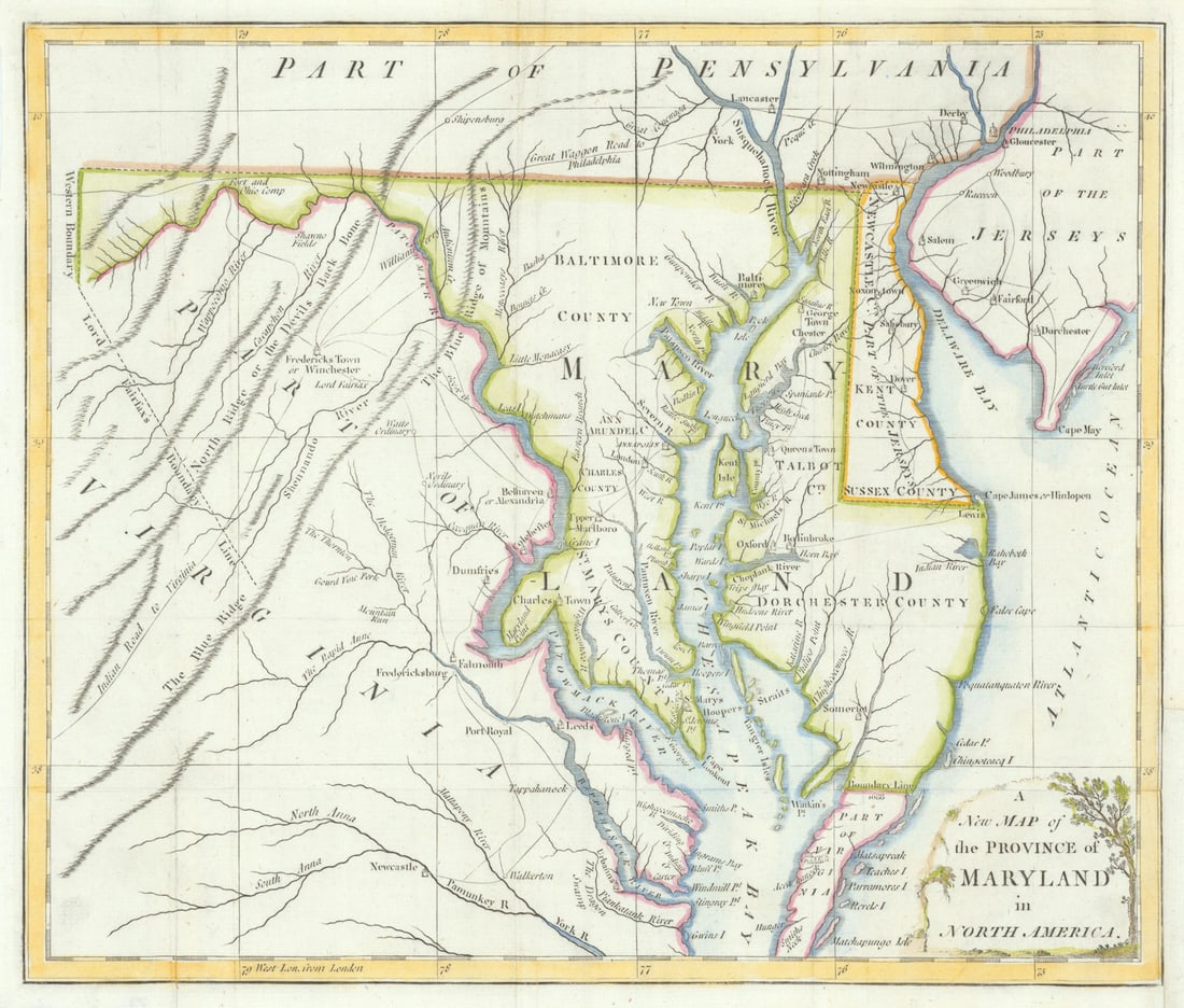 A New Map of the Province of Maryland in North America… Universal Magazine 1780: Title: A New Map of the Province of Maryland in North America… Universal Magazine 1780 Description: A New Map of the Province of Maryland in North America, from a late Survey' by Universal