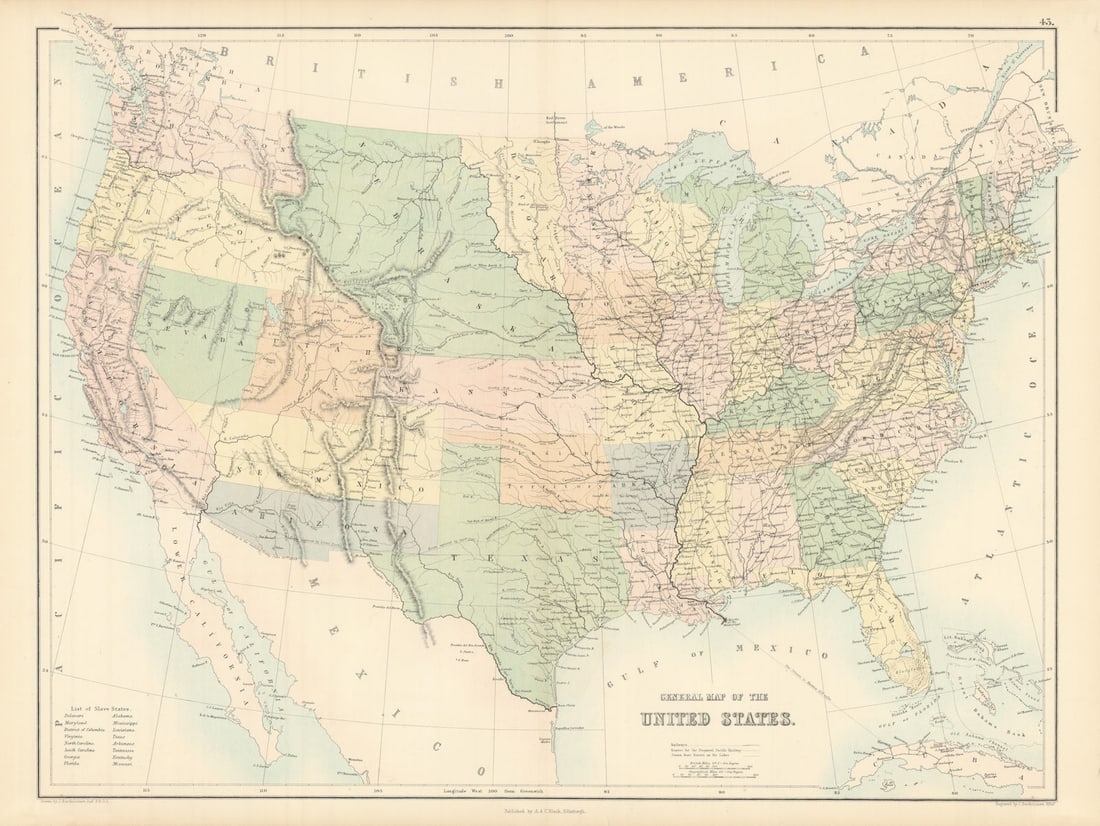 USA. Oregon Arizona Utah Washington NM Nebraska Kansas Territories 1862 map (1 of 1)