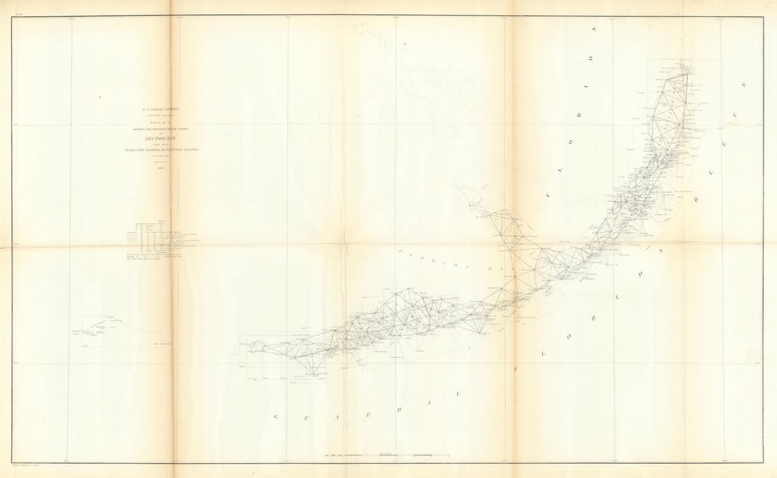 US Coast Survey chart §VI Florida Keys. Cape Florida—Marquesas. Miami 1860 map: Title: US Coast Survey chart §VI Florida Keys. Cape Florida—Marquesas. Miami 1860 map Description: U.S. Coast Survey Sketch F showing the progress of the survey in Section No. VI (Lower
