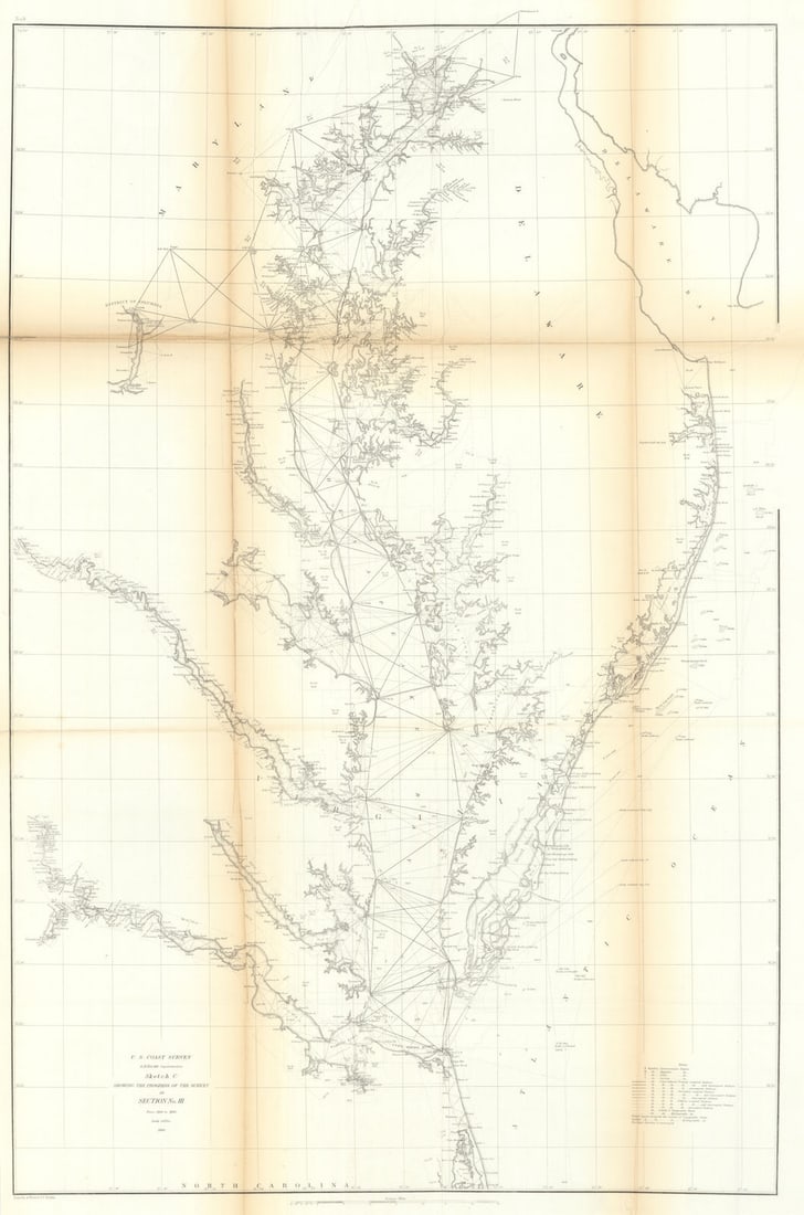 US Coast Survey chart §III Chesapeake Bay. Virginia Maryland Potomac 1860 map: Title: US Coast Survey chart §III Chesapeake Bay. Virginia Maryland Potomac 1860 map Description: U.S. Coast Survey Sketch C showing the progress of the survey in Section No. III from 1843 to 186