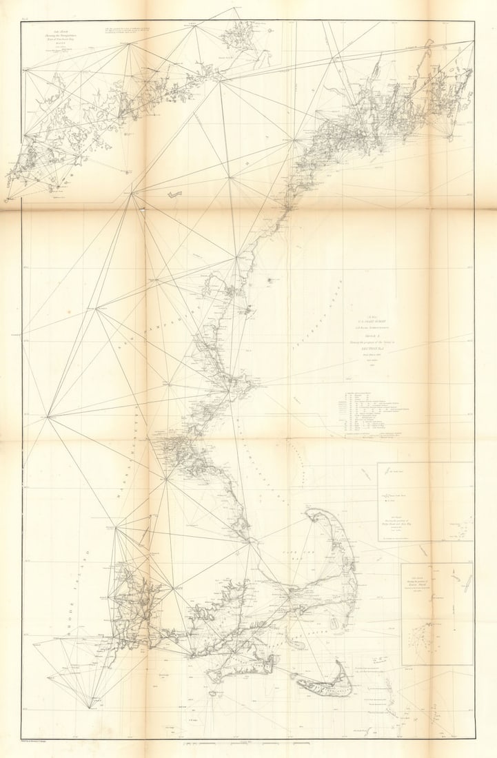 US Coast Survey chart §I A Bis Narragansett–Passamaquoddy. New England 1860 map: Title: US Coast Survey chart §I A Bis Narragansett–Passamaquoddy. New England 1860 map Description: (A bis) U.S. Coast Survey Sketch A shewing the progress of the survey in Section No. 1