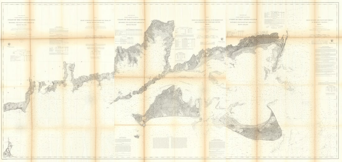 US Coast Survey Charts 12-14 Nantucket Martha's Vineyard. Massachusetts 1860 map (1 of 1)