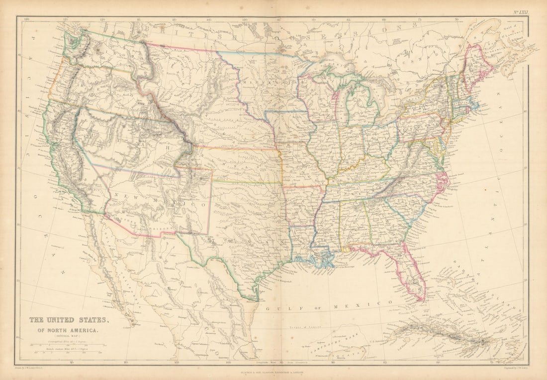 United States of North America. Early territorial boundaries. LOWRY 1859 map: Title: United States of North America. Early territorial boundaries. LOWRY 1859 map Description: The United States of North America (General Map)'. Scarce double page map of the United States showing 