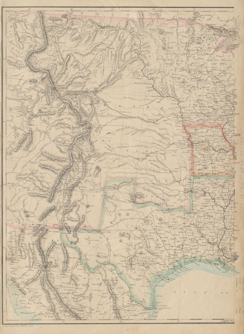 CENTRAL CIVIL WAR USA. Union & Confederate states Texas. ETTLING 1863 old map: Title: CENTRAL CIVIL WAR USA. Union & Confederate states Texas. ETTLING 1863 old map Description: United States West sheet'. The map depicts the western part of the United States as divided in the