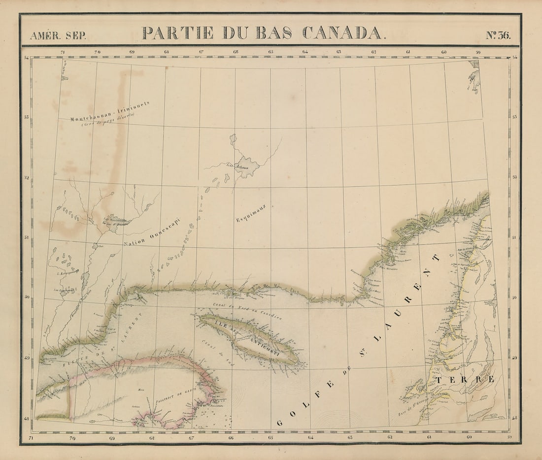 Amér. Sep. Partie du Bas Canada #36. Gulf of St Lawrence. VANDERMAELEN 1827 map (1 of 1)