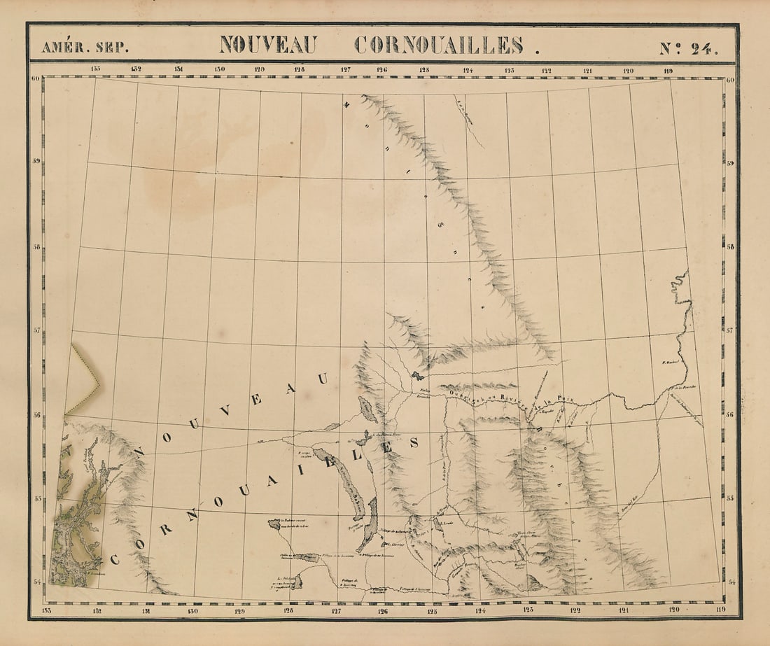 Amér. Sep. Nouveau Cornouailles #24 British Columbia North VANDERMAELEN 1827 map (1 of 1)