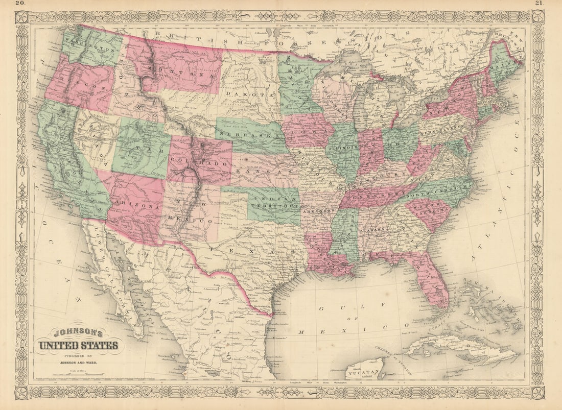 Johnson's United States. Wyoming part of Dakota Territory 1866 old antique map (1 of 1)