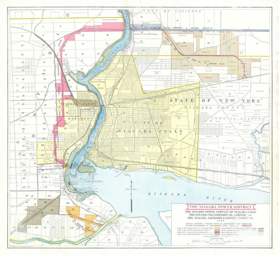 The Niagara Power District. Ontario Power Co of Niagara Falls. New York 1906 map (1 of 1)