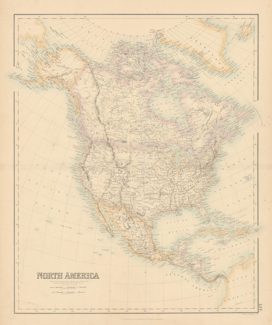 North America. Native America tribes. United States. FULLARTON c1863 old map: Title: North America. Native America tribes. United States. FULLARTON c1863 old map Description: North America'. From an undated atlas for which the internal evidence of publication date is