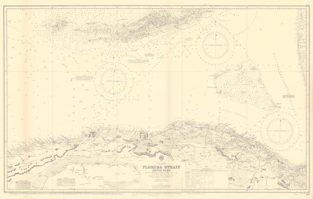 Florida Strait & Keys. Northern Cuba. ADMIRALTY sea chart 1890 (1955) old map (1 of 1)
