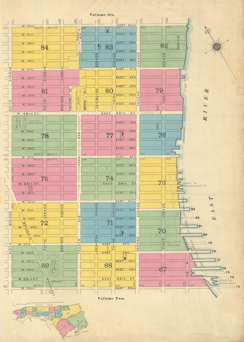 Sanborn NYC Vol 4 Key map Manhattan Midtown East Murray Hill Kips Bay NoMad 1899 (1 of 1)