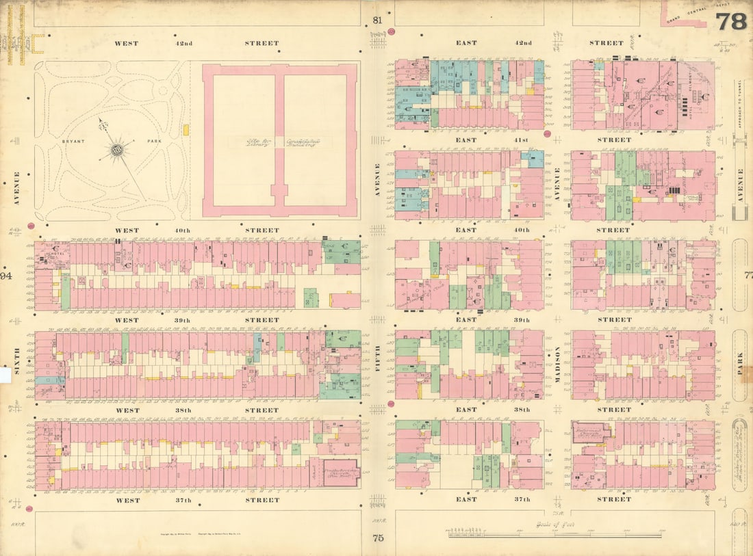 Sanborn NYC #78 Manhattan Midtown Garment District Murray Hill Bryant 1899 map (1 of 1)