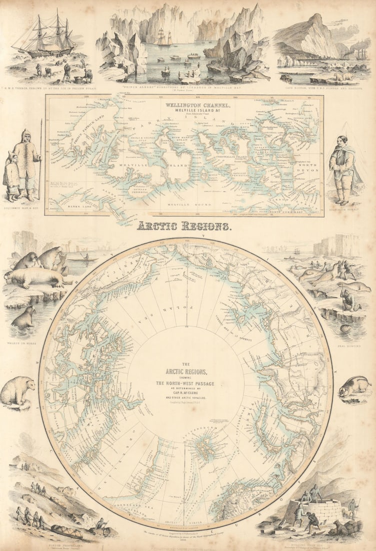 The Arctic Regions showing the North-West Passage [per] McClure c1863 old map (1 of 1)