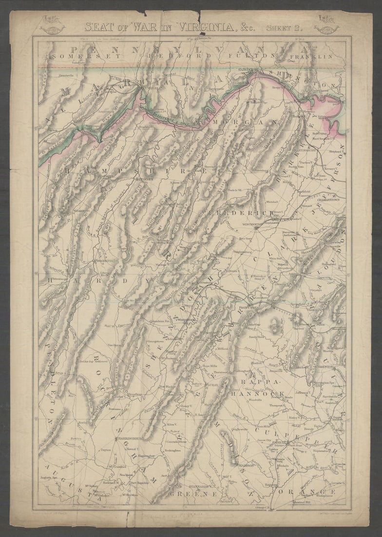 US CIVIL WAR Seat of War in Virginia sheet 2. Shenandoah. WV. WELLER 1863 map (1 of 1)