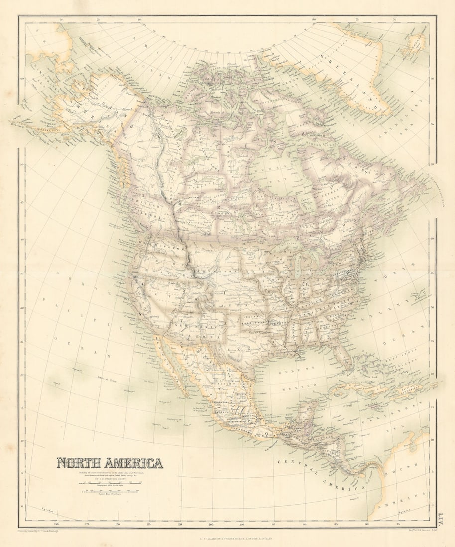 North America. Native America tribes. United States. FULLARTON c1863 old map: Title: North America. Native America tribes. United States. FULLARTON c1863 old map Description: North America'. From an undated atlas for which the internal evidence of publication date is
