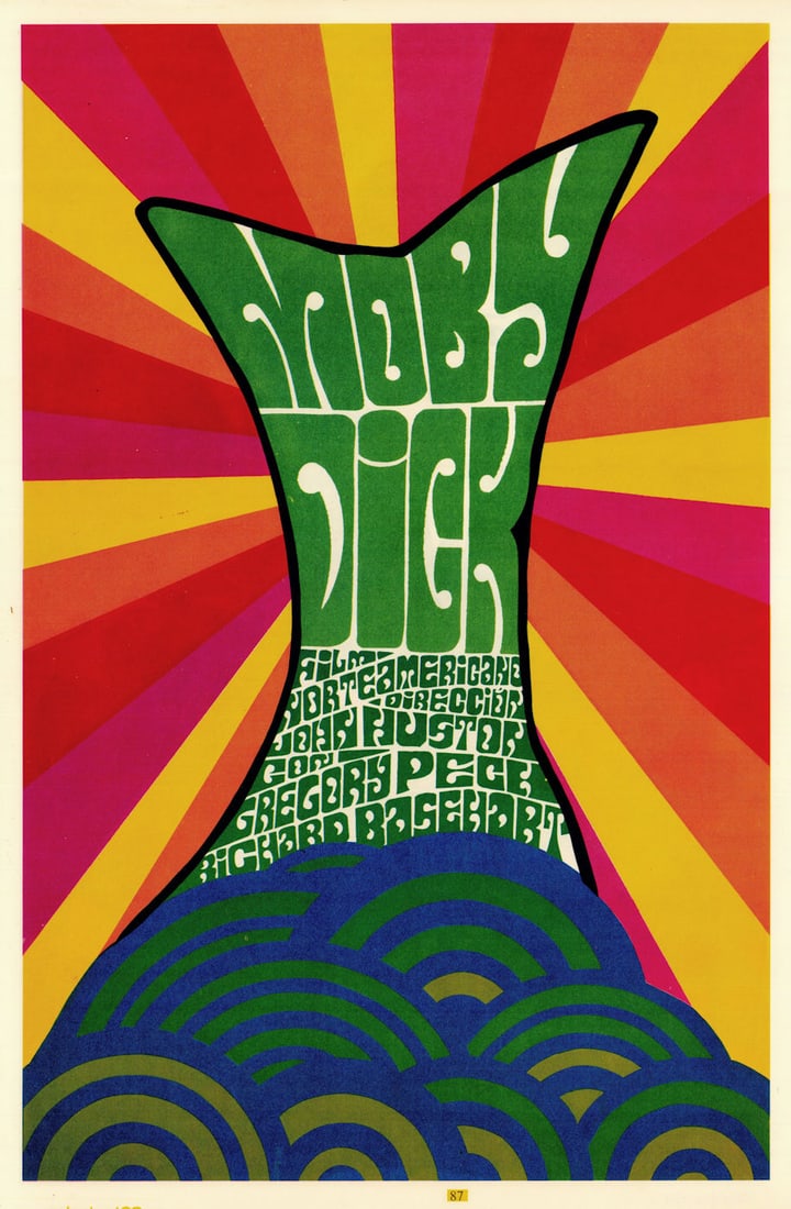 Moby Dick (1956) John Huston/Gregory Peck. Reboiro/ICAIC Cuban film poster 1968 (1 of 1)