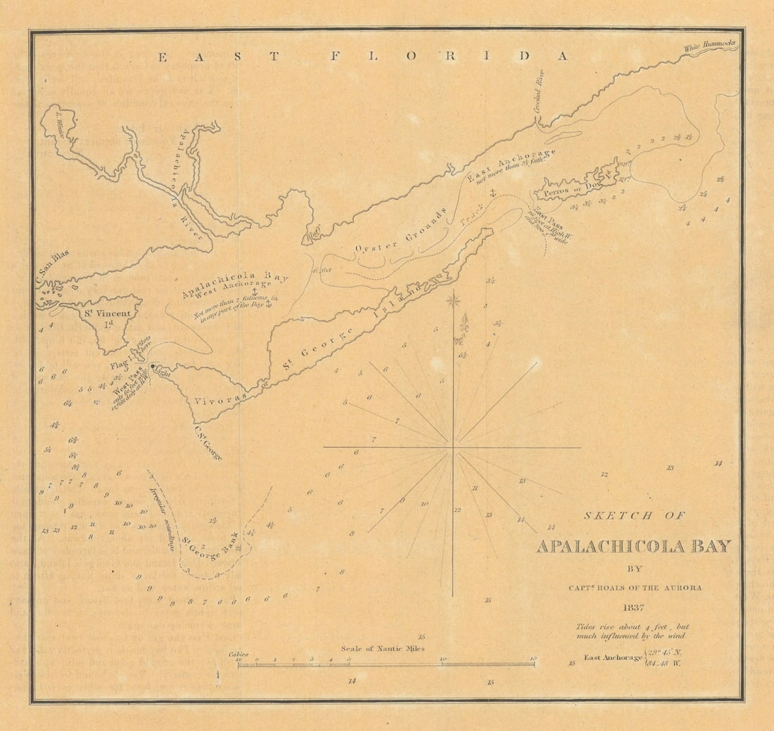 Sketch of Apalachicola Bay by Captain Roals, of the Aurora — Florida 1837 map (1 of 1)