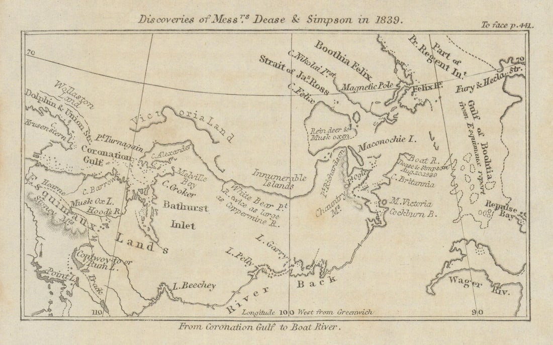 Canadian Arctic / Northwest Passage — Discoveries of Dease & Simpson 1840 map (1 of 1)
