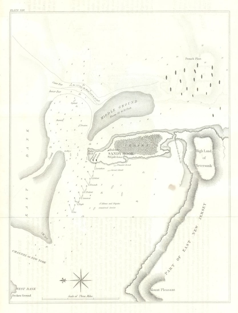 Encounter at Sandy Hook 22 July 1778—New York/New Jersey—Howe/D’Estaing 1824 map (1 of 1)