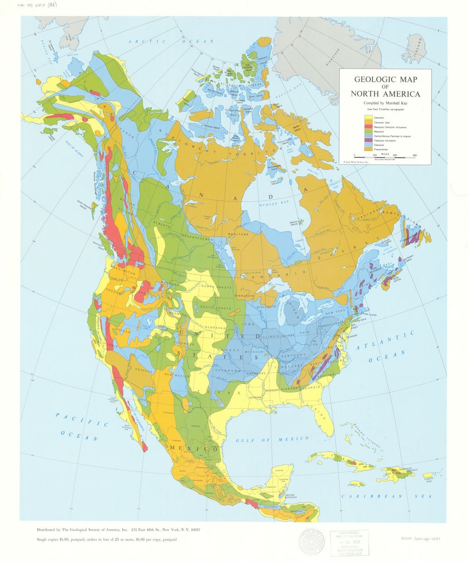 Geologic Map of North America—Marshall Kay—American Geological Society c1968 (1 of 1)