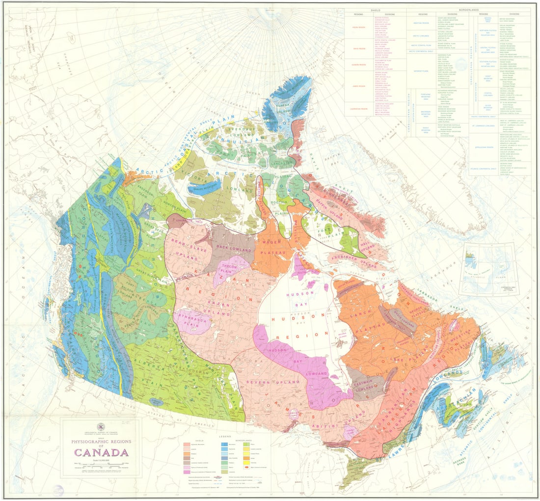 Physiographic Regions of Canada—1254A—H.S. Bostock—Geological Survey 1969 map (1 of 1)