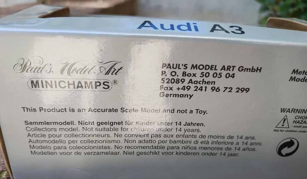 Paul's Model "Audi A3" 1/43 scale model (not a toy),c10. - 2