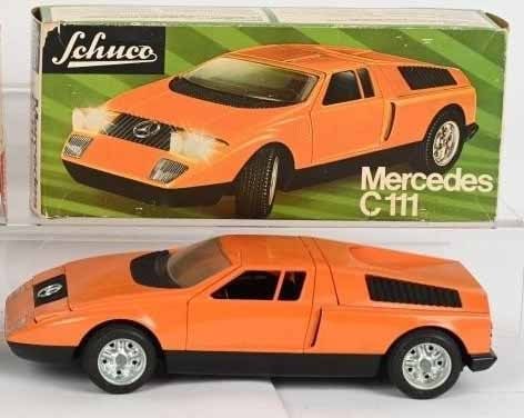 Schuco Mercedes C111, Made in Germany 1970's ,battery operated with working headlights that flip,c10: Schuco Mercedes C111, Made in Germany 1970's ,battery operated with working headlights that flip,c10 in c10 box . Reserve: $199.00 Shipping: Domestic: Flat rate of $30.00 to anywhere within the