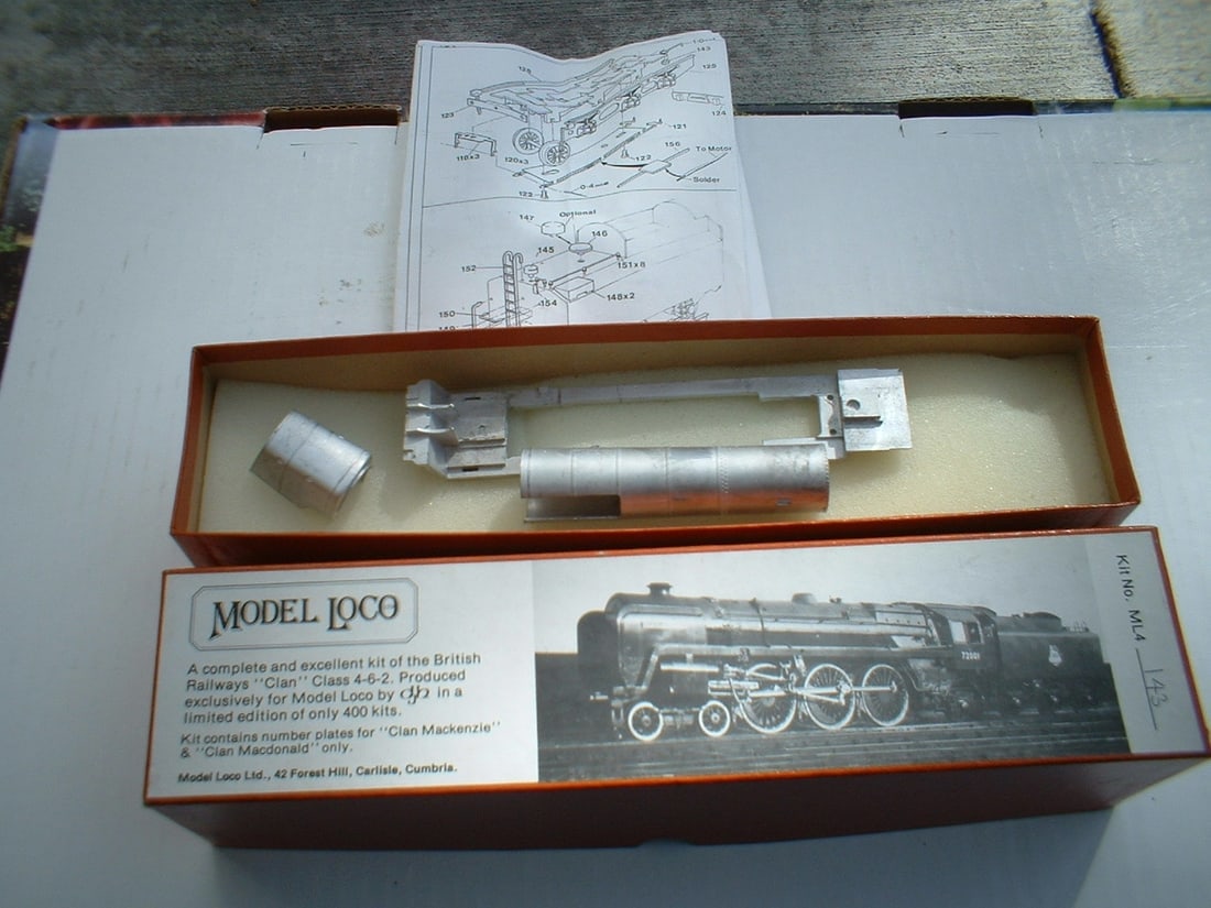 Model Loco (made by DJH) gauge HO 4-6-2 "Clan" kit, complete with Romford wheels, gearbox and motor, (1 of 3)