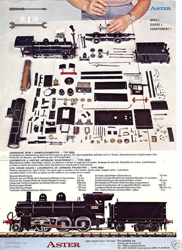 Aster PRR JNR 8550 Mogul brass/steel locomotive, live steam, factory built, gauge 1, c10. - 5