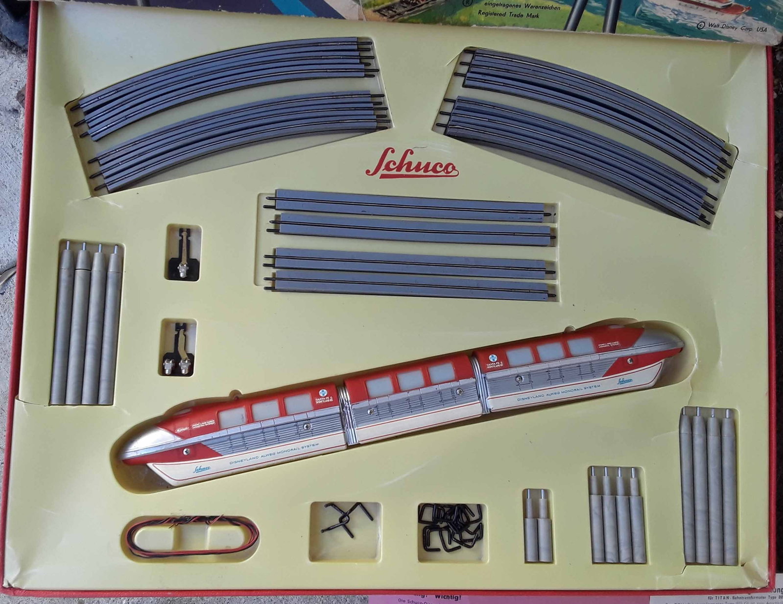 Schuco Disney monorail 6333 , Made in Germany 1959,c10 in c8 box, this is the larger 3 car monorail, - 3