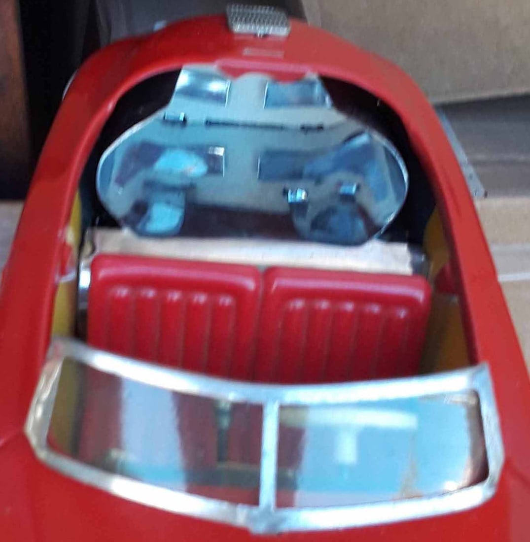 Distler Porsche car (Made in Belgium), battery driven, realistic manual transmission with two speeds - 5