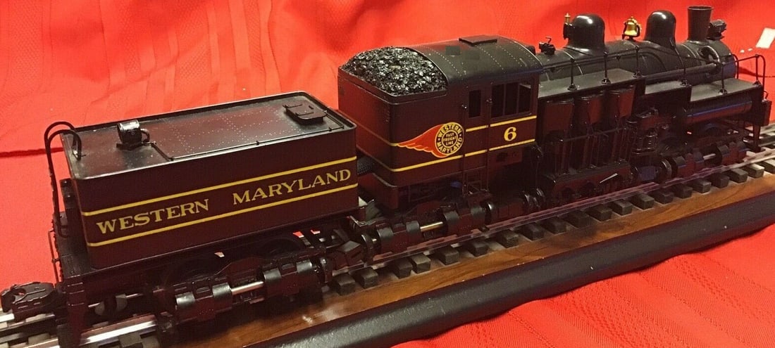 Right of Way #093-300 Western Maryland Shay #6 (the largest ever built), O gauge, c10, made by Ajin: Right of Way #093 300 Western Maryland Shay #6 (the largest ever built), O gauge, c10, made by Ajin (Korea), brass and steel construction, in original box. Reserve: $799.00 Shipping: Domestic: Flat ra